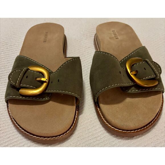 Boden Hardware Mule Footbed Sandal, Deep Olive, Sz 41 (9.5) NEW - Picture 4 of 9